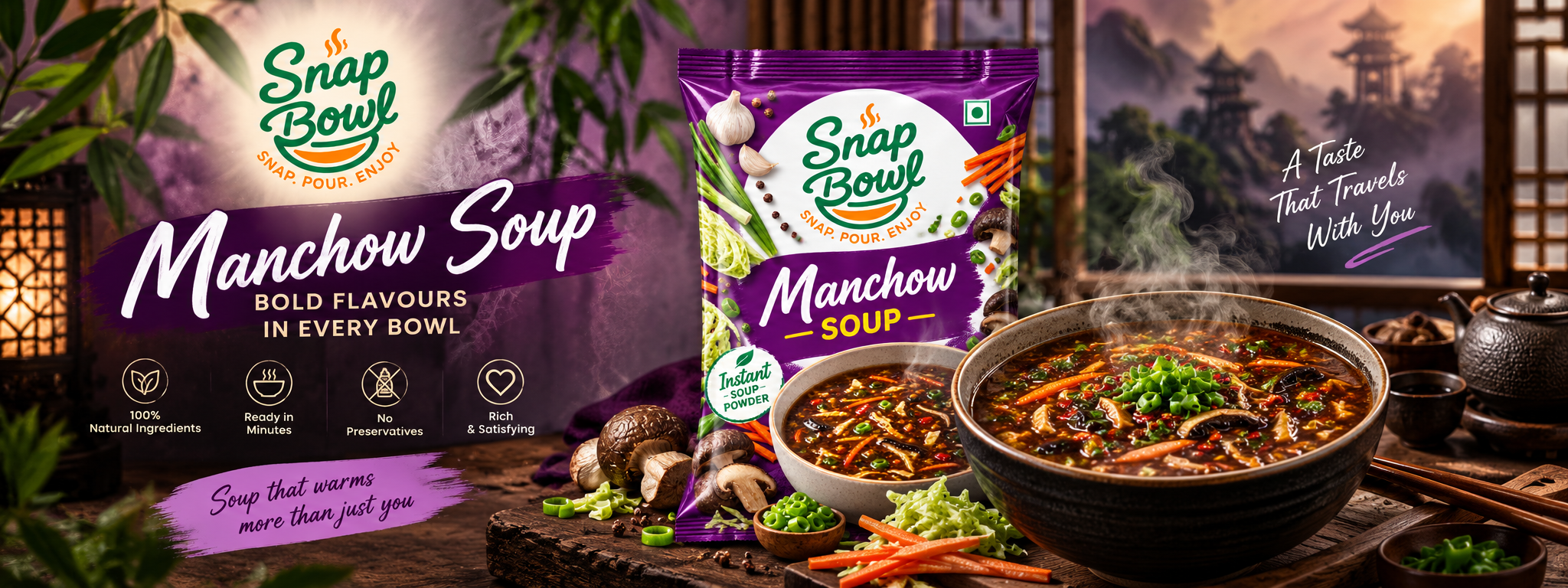 Snap Bowl manchow soup ready to enjoy